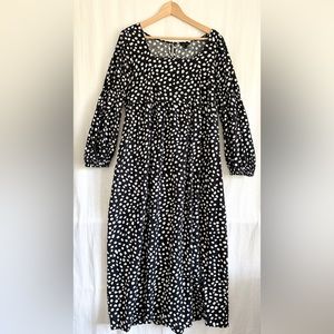Who What Wear Black and White Polka Dot Long Sleeve Dress